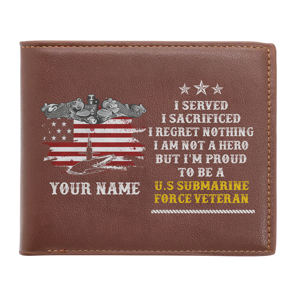 Personalizable Submarine Force Veteran Leather Wallet