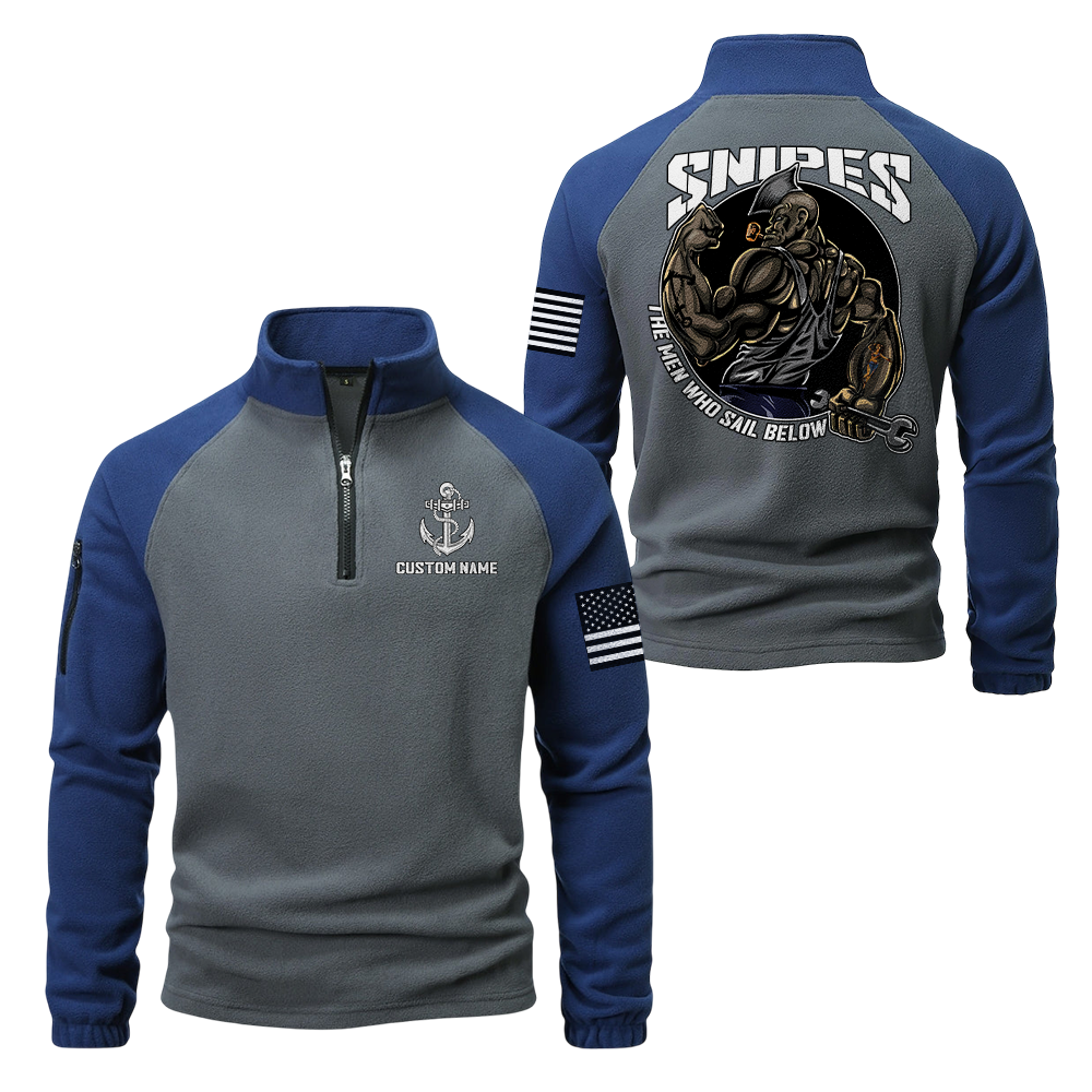Personalizable Navy Snipes Half-Zip Raglan Sweatshirt
