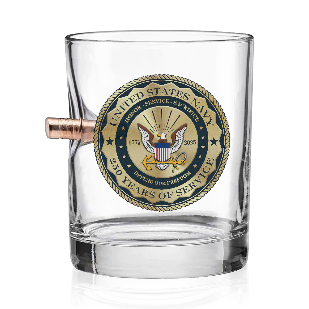 Navy 250th Anniversary Bullet Whiskey Glass