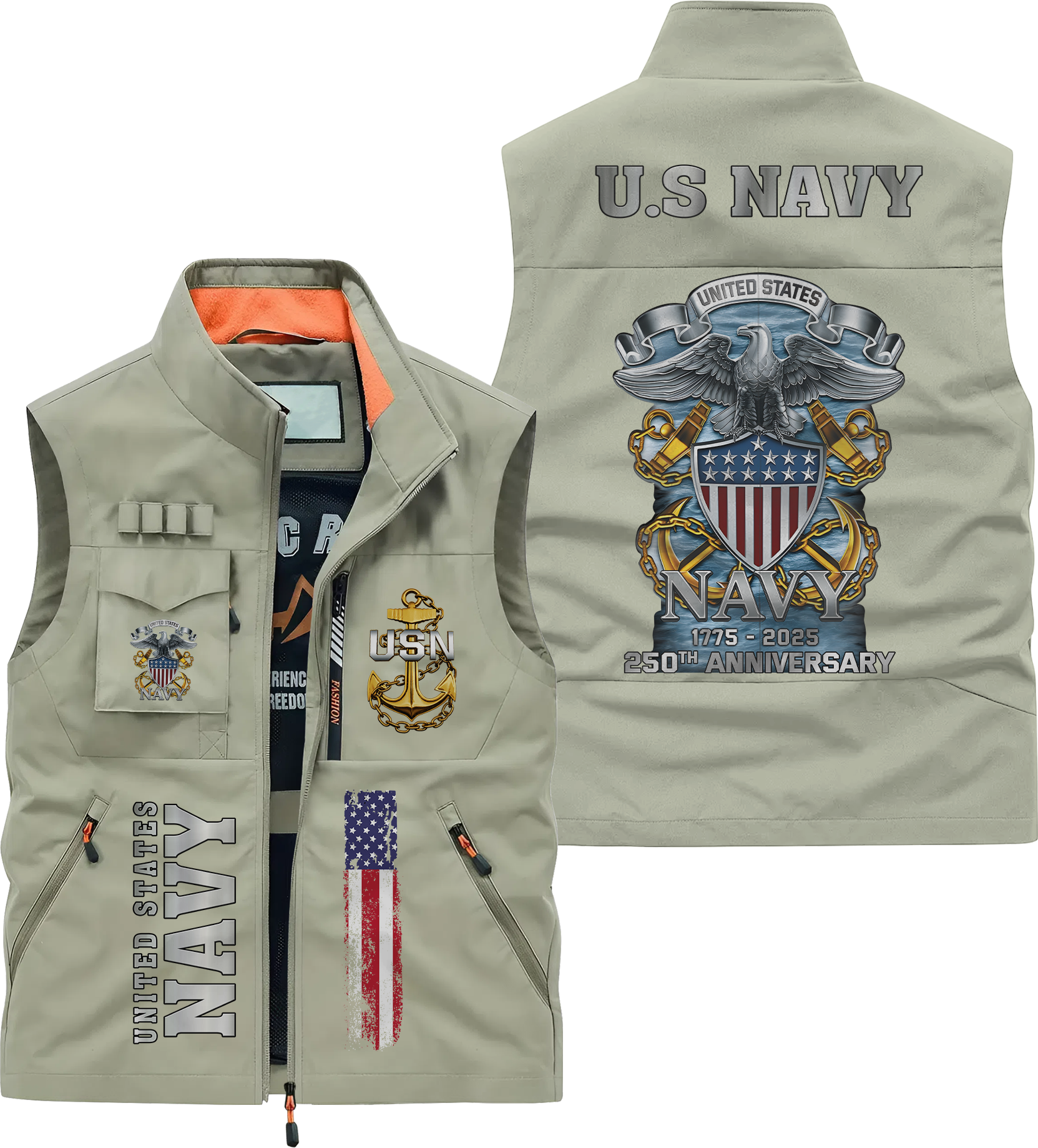 Navy 250th Anniversary Pocket Vest