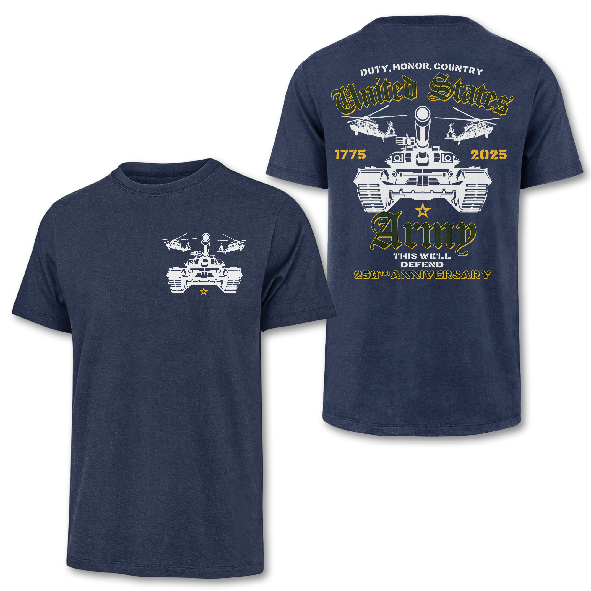 Army 250th Anniversary Double Sided Classic T-shirt