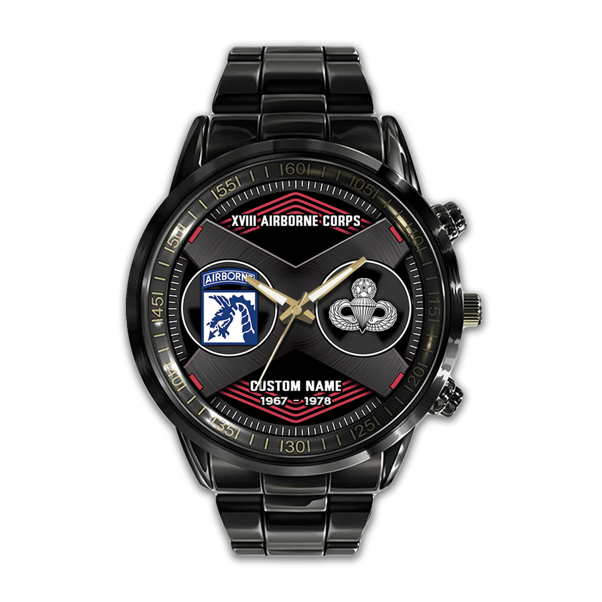 Personalizable XVIII Airborne Corps Stainless Steel Watch