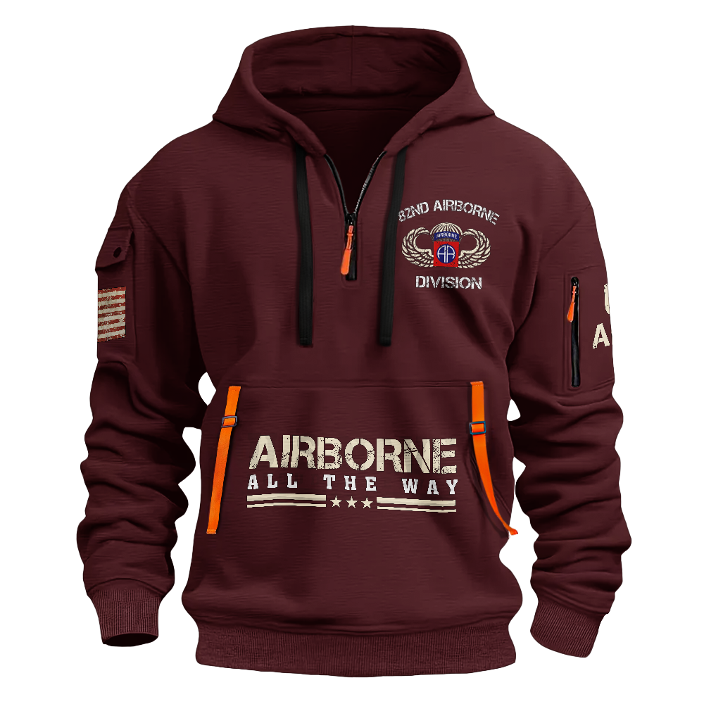 Airborne Born At Benning Raised At Bragg Quarter Zip Hoodie