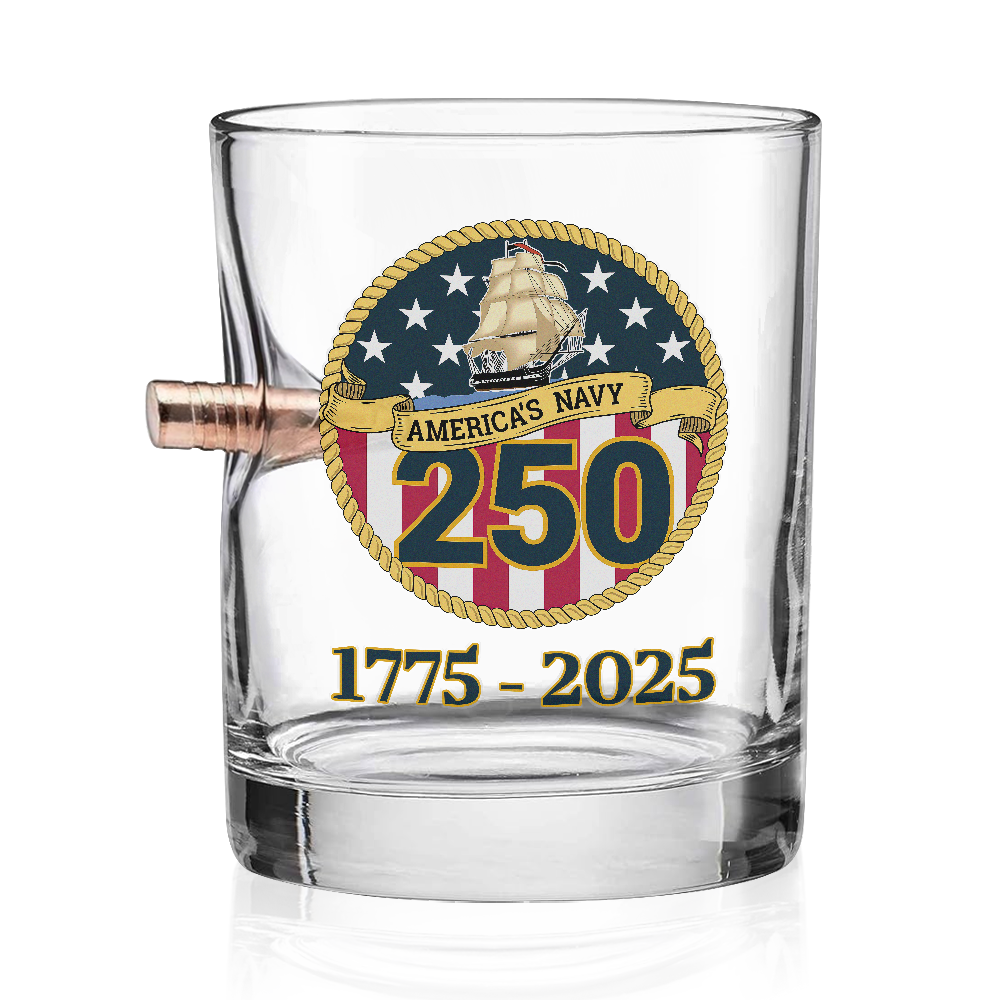 Navy 250th Anniversary Bullet Whiskey Glass