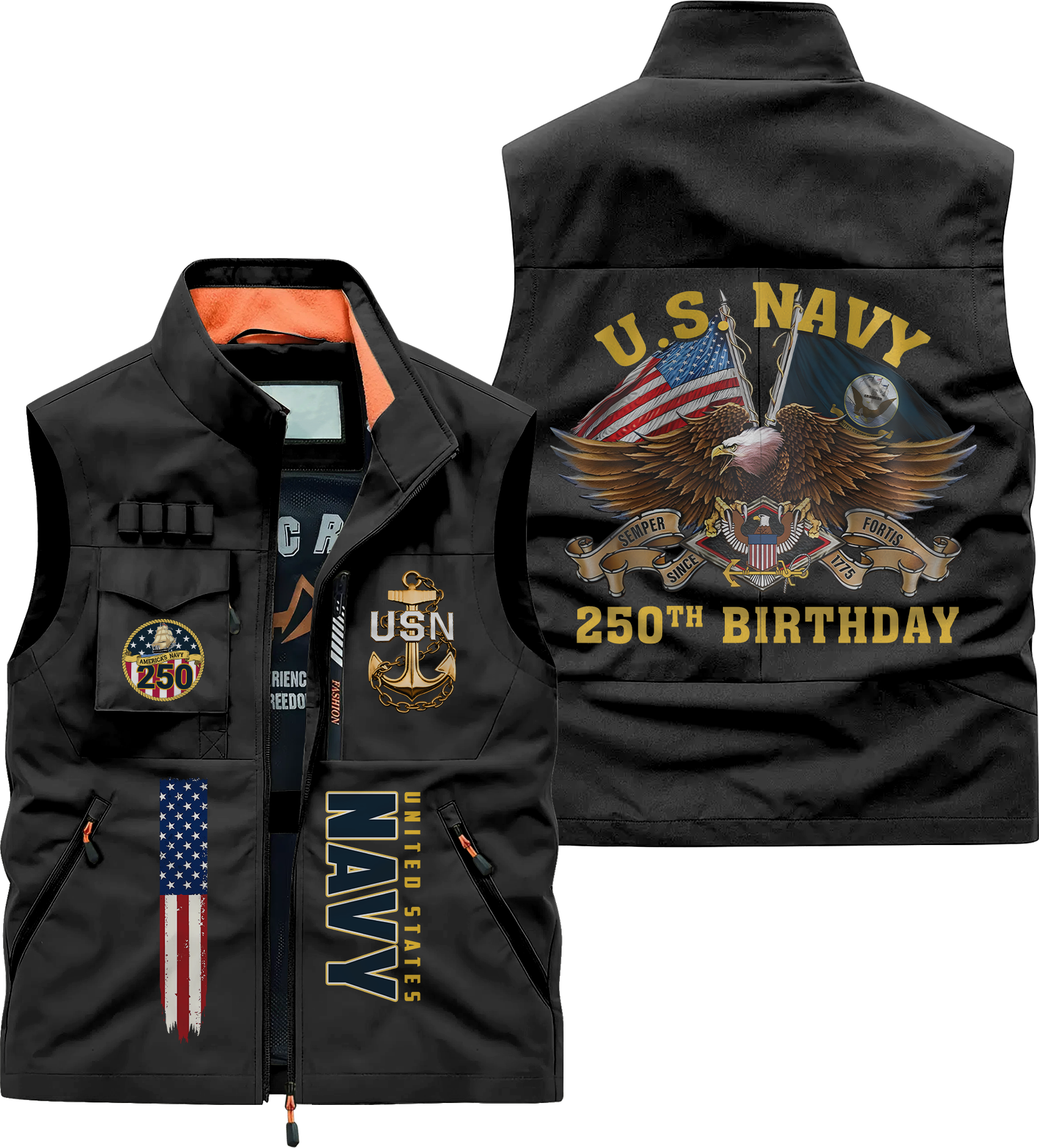 Navy 250th Anniversary Pocket Vest