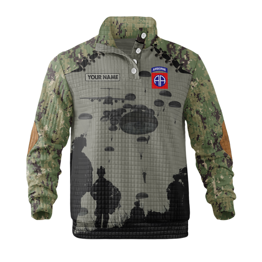 Personalizable 82nd Airborne Division Waffle Stand Collar Sweatshirt
