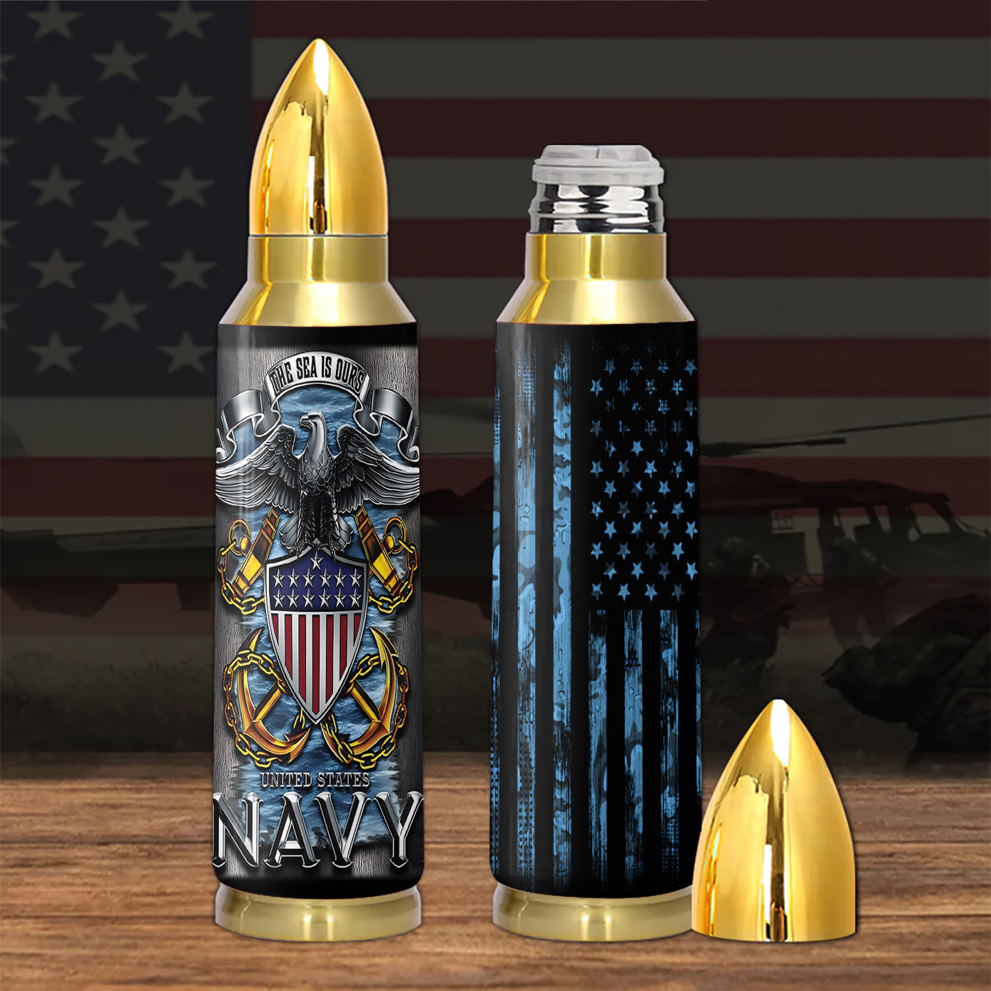 Navy Veteran This Sea Is Ours Bullet Tumbler