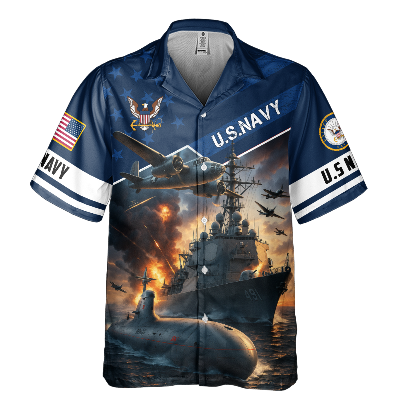 Navy 250th Anniversary Cuban Shirt