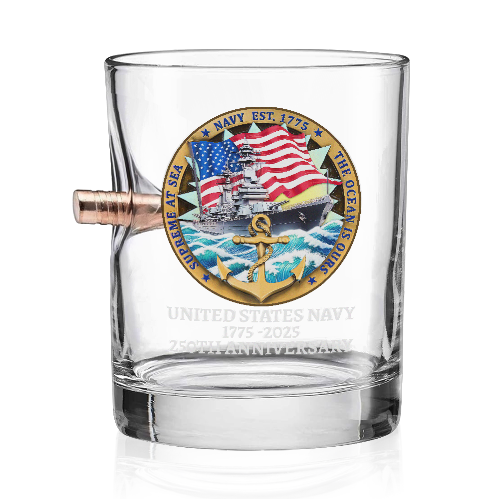 Navy 250th Anniversary Bullet Whiskey Glass