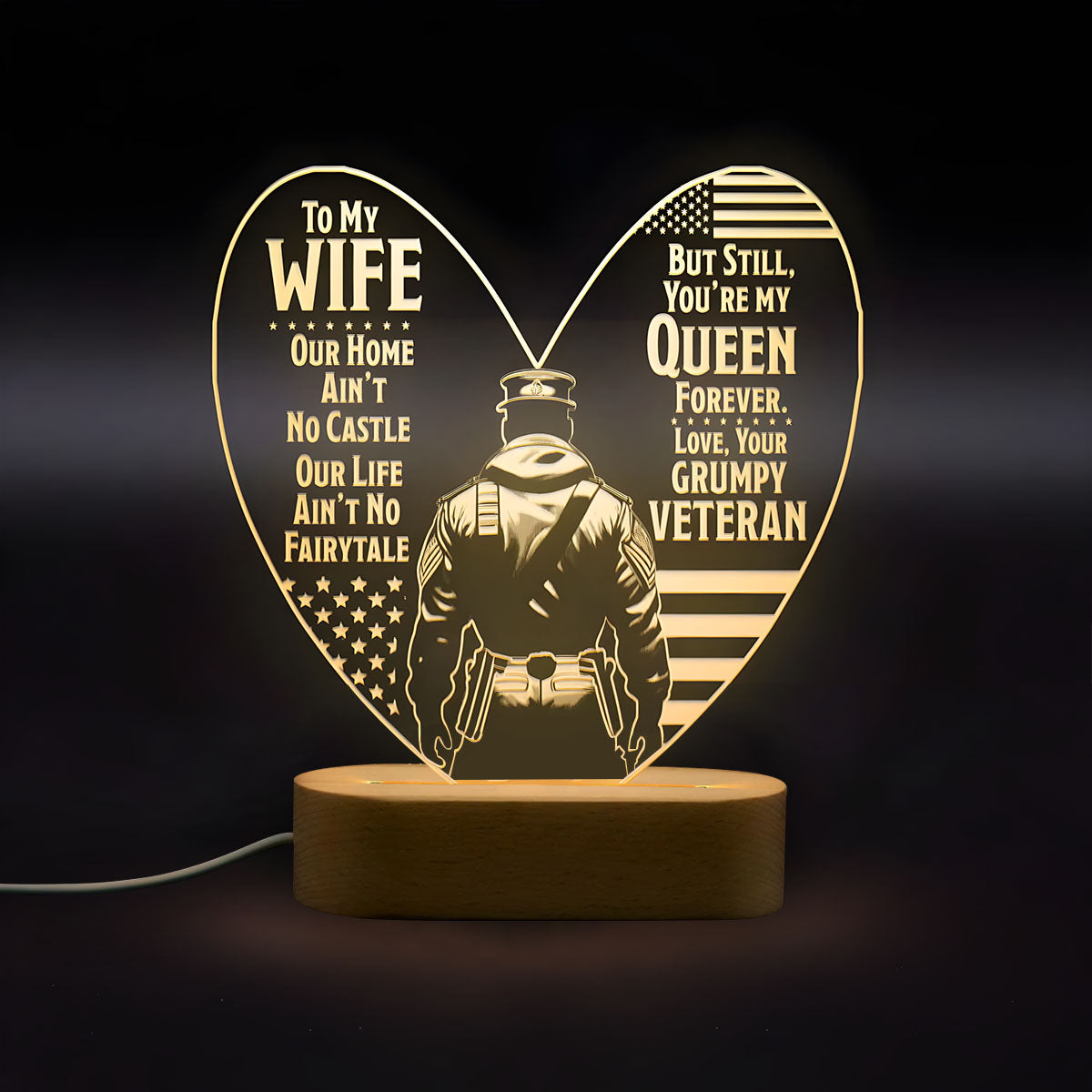 Veteran's Wife To My Wife - 3D LED LAMP