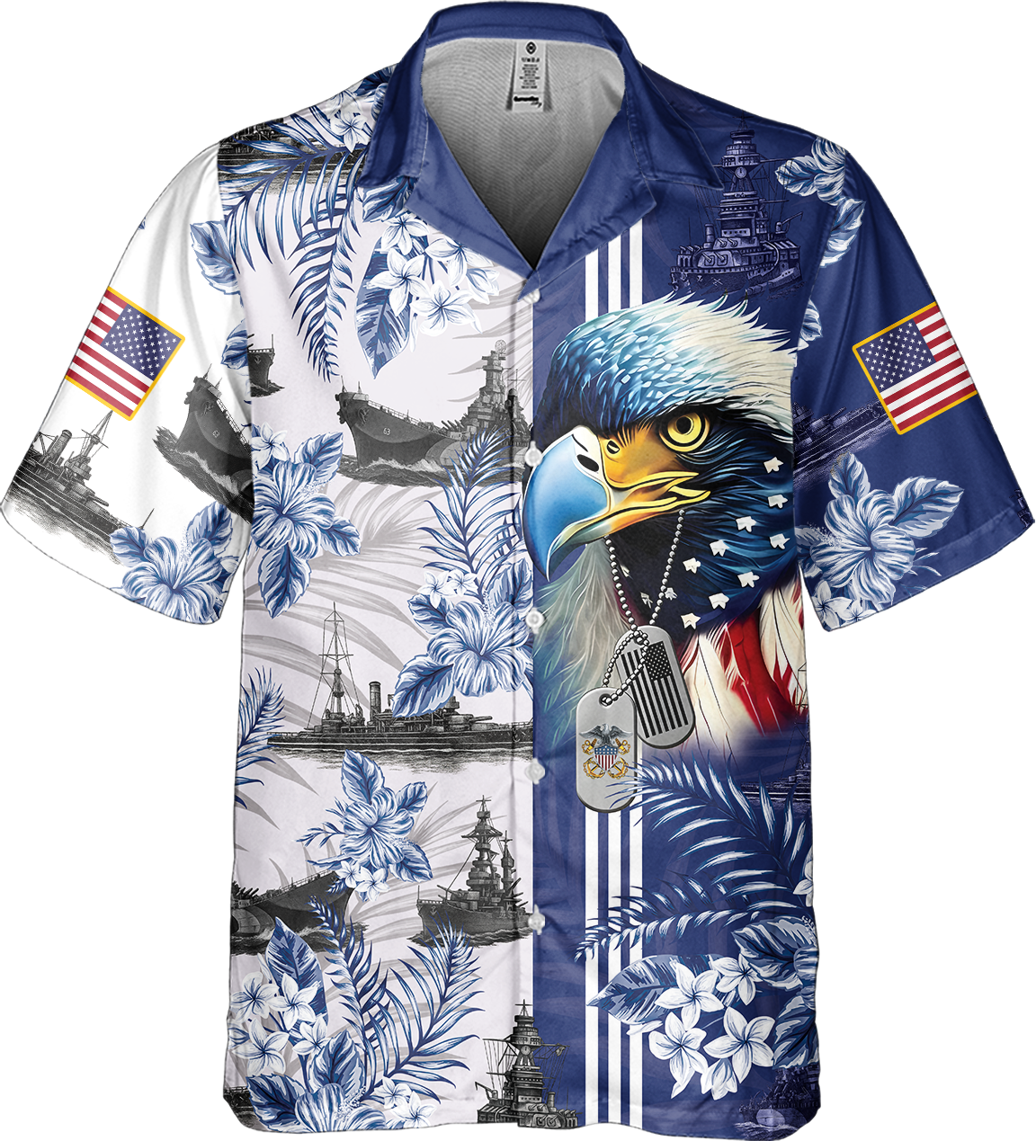 Navy Tropical Cuban Shirt