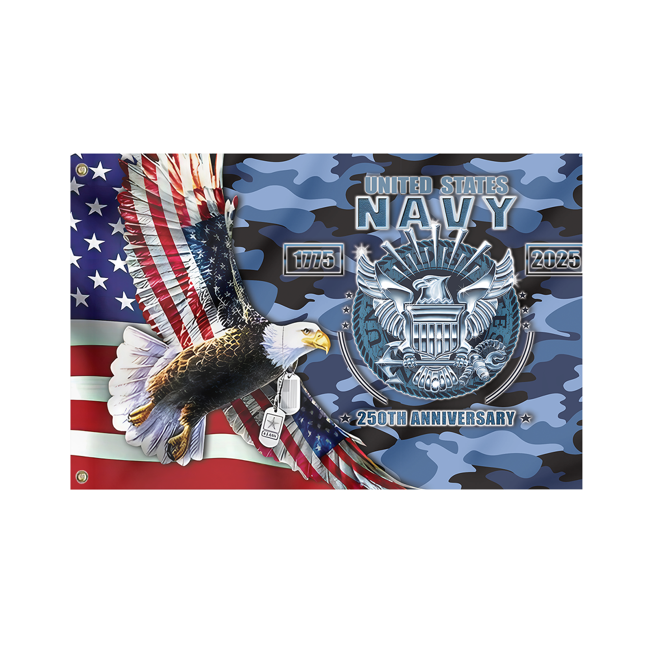 Navy 250th Anniversary House Flag
