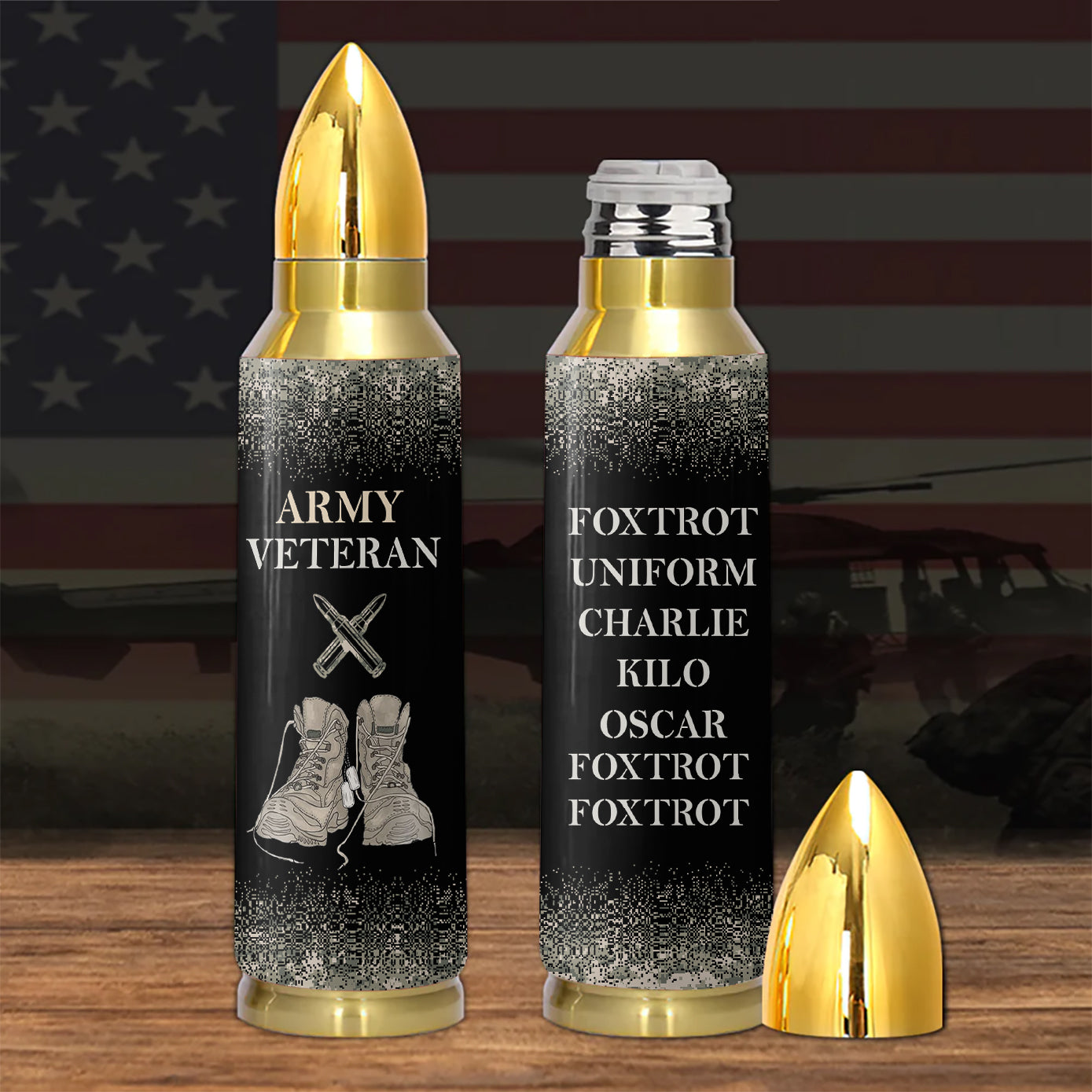 Army Veteran Foxtrot Bullet Tumbler