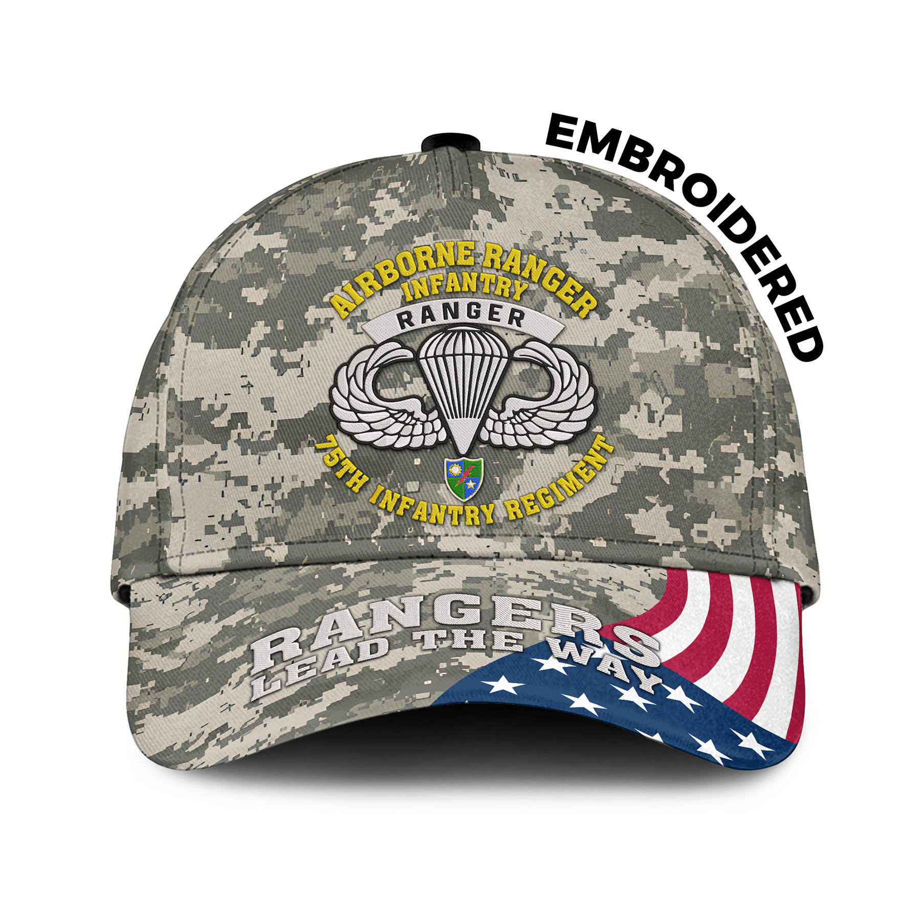 75th Infantry RGT Airborne Rangers Infantry Embroidered & Printed Cap