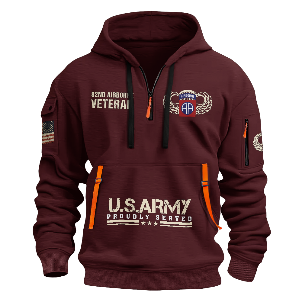 Airborne Born At Benning Raised At Bragg Quarter Zip Hoodie