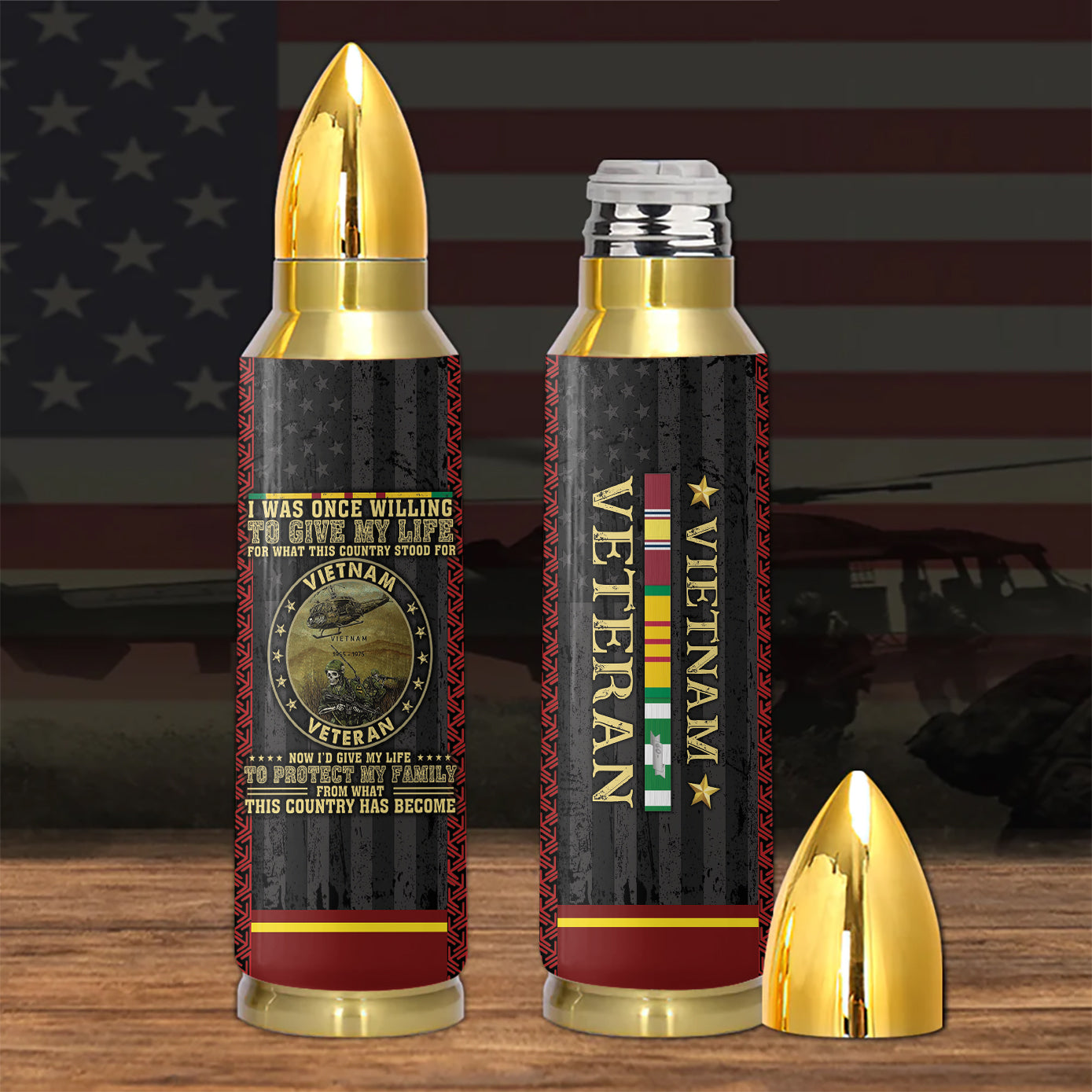 Vietnam Veteran Protect My Family Bullet Tumbler