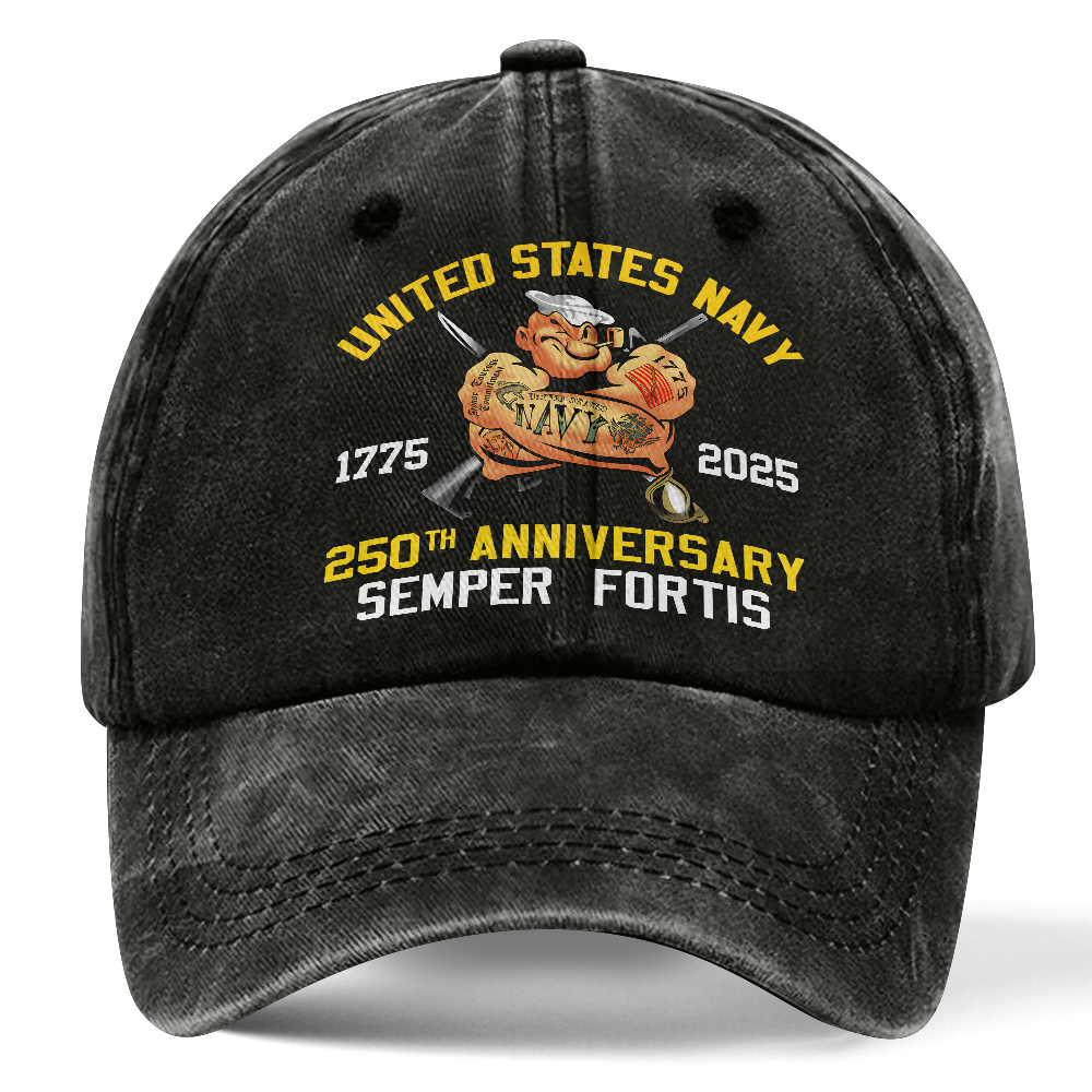 Personalizable Navy 250th Anniversary Washed Cap