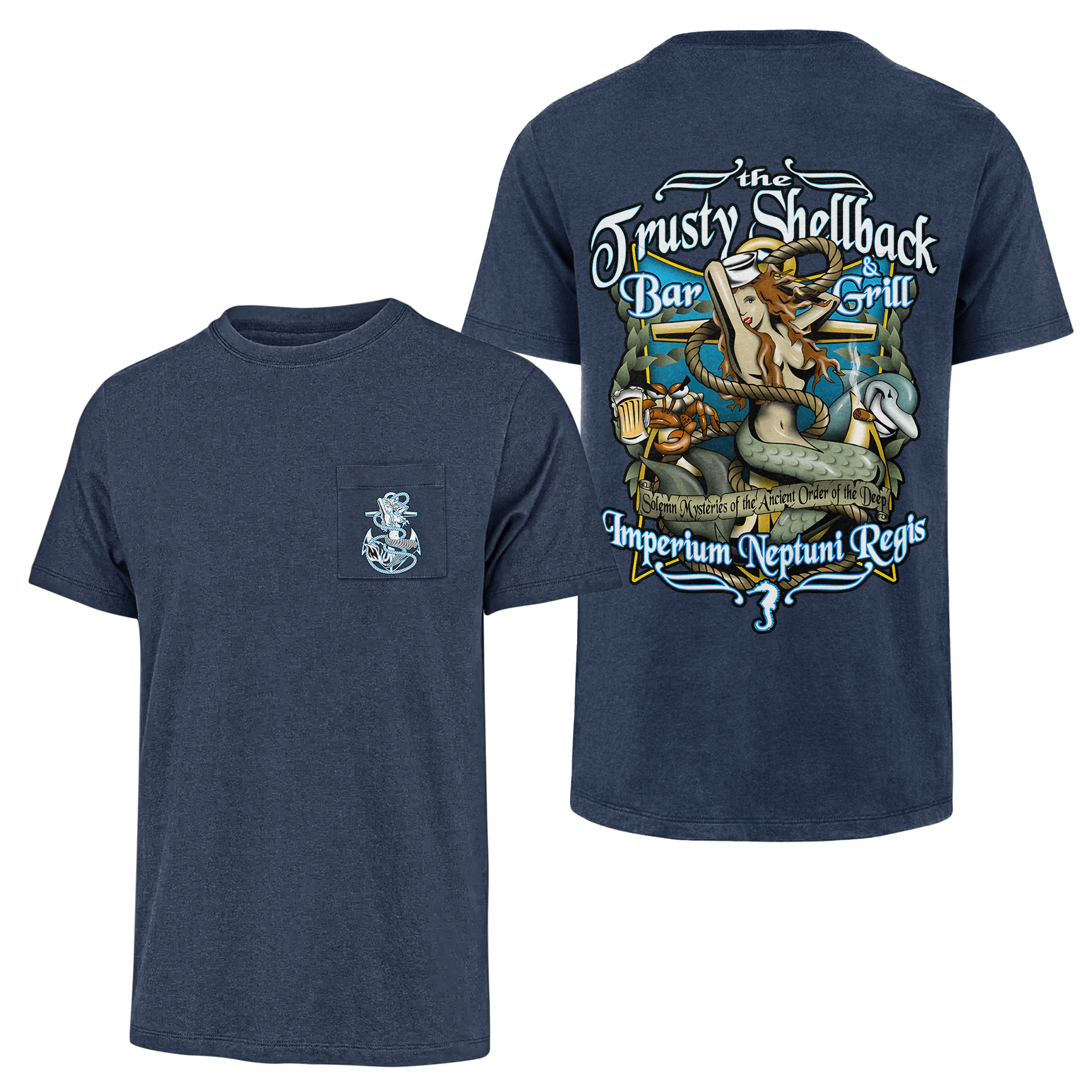 Trusty Shellback Imperium Neptuni Regis Double Sided Pocket T-shirt