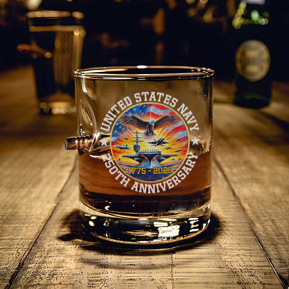 Navy 250th Anniversary Bullet Whiskey Glass