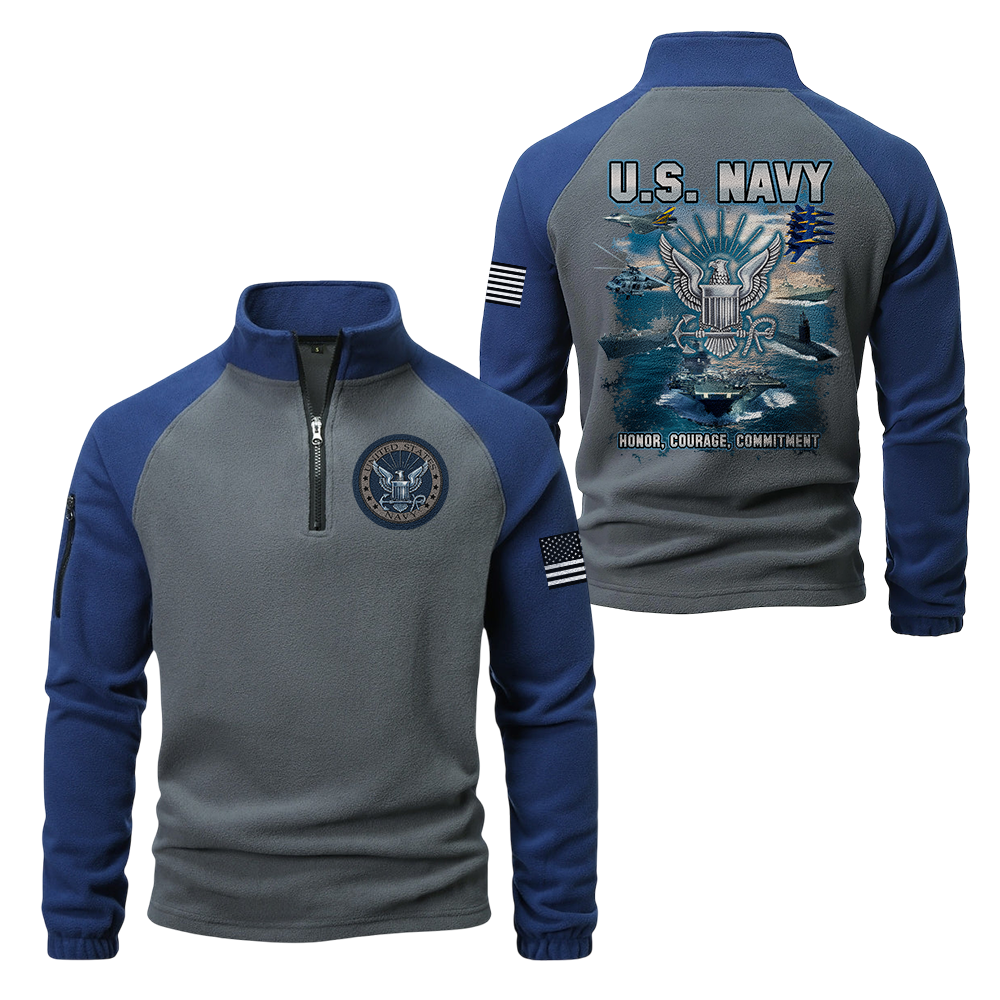 Navy Honor Courage Commitment Half-Zip Raglan Sweatshirt