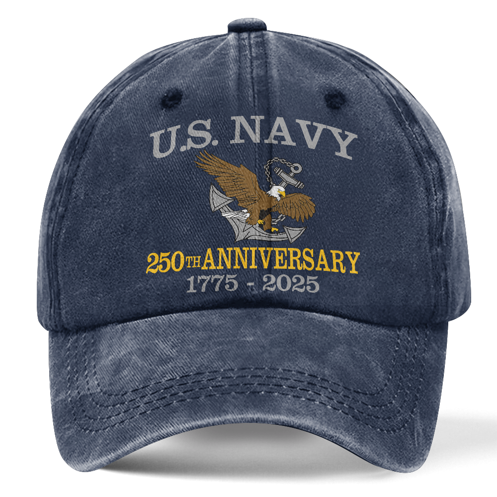 Personalizable Navy 250th Anniversary Washed Cap