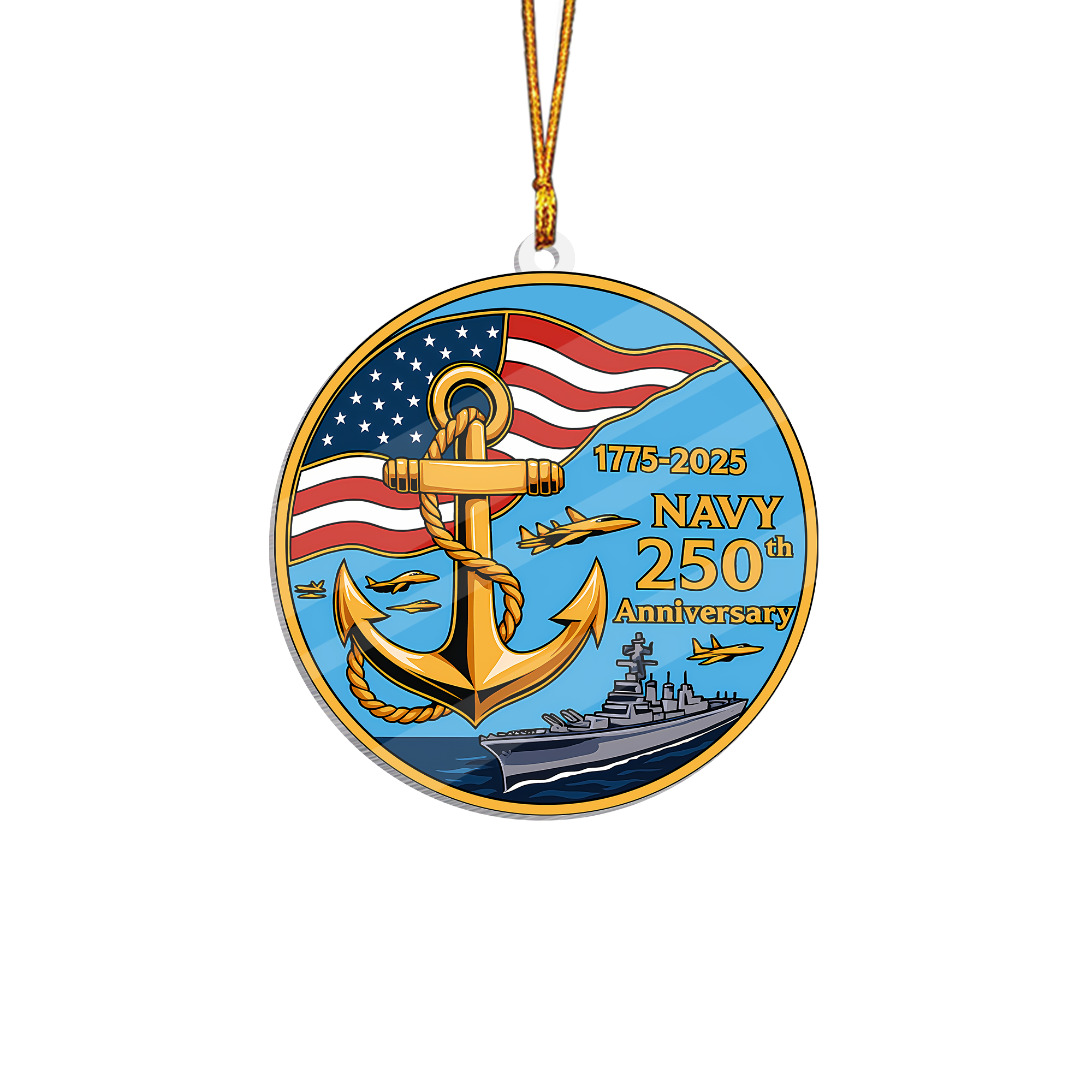 Navy 250th Anniversary Acrylic Ornament