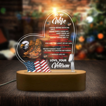 Veteran's Wife To My Wife - 3D LED LAMP