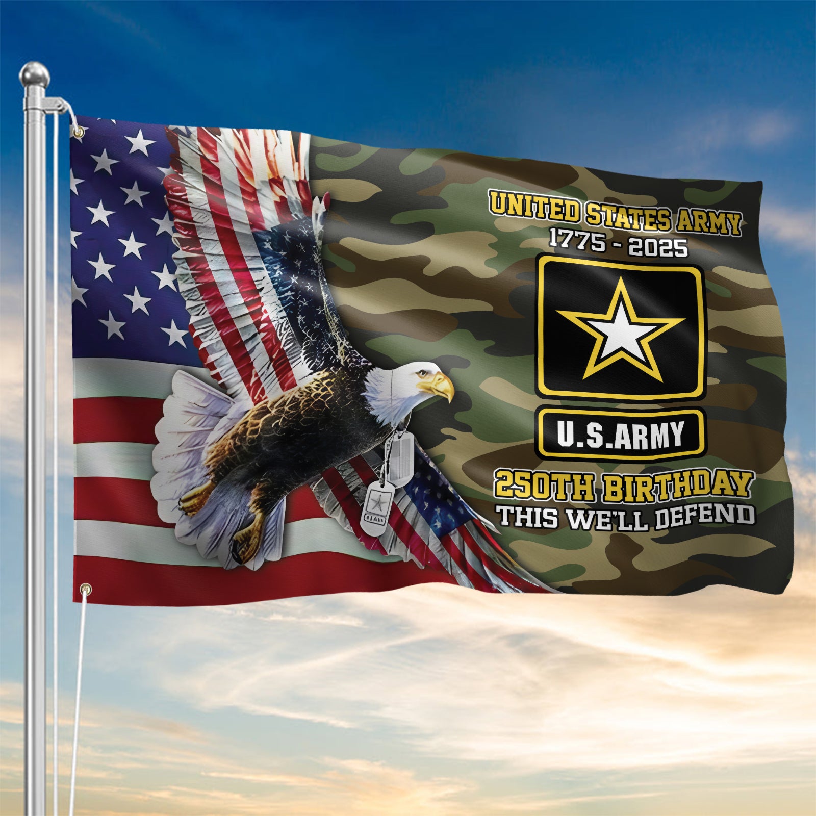 Army 250th Anniversary House Flag