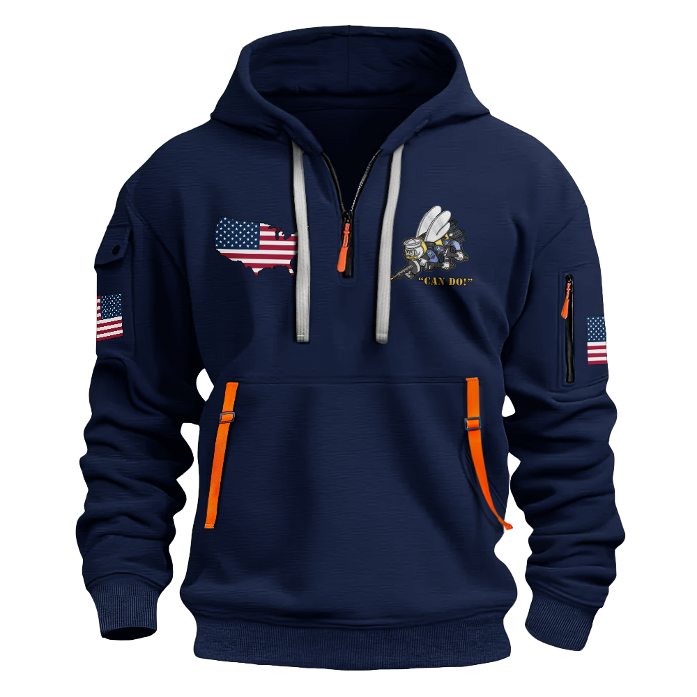 Navy Seabees Born to Build Trained To Fight Quarter Zip Hoodie