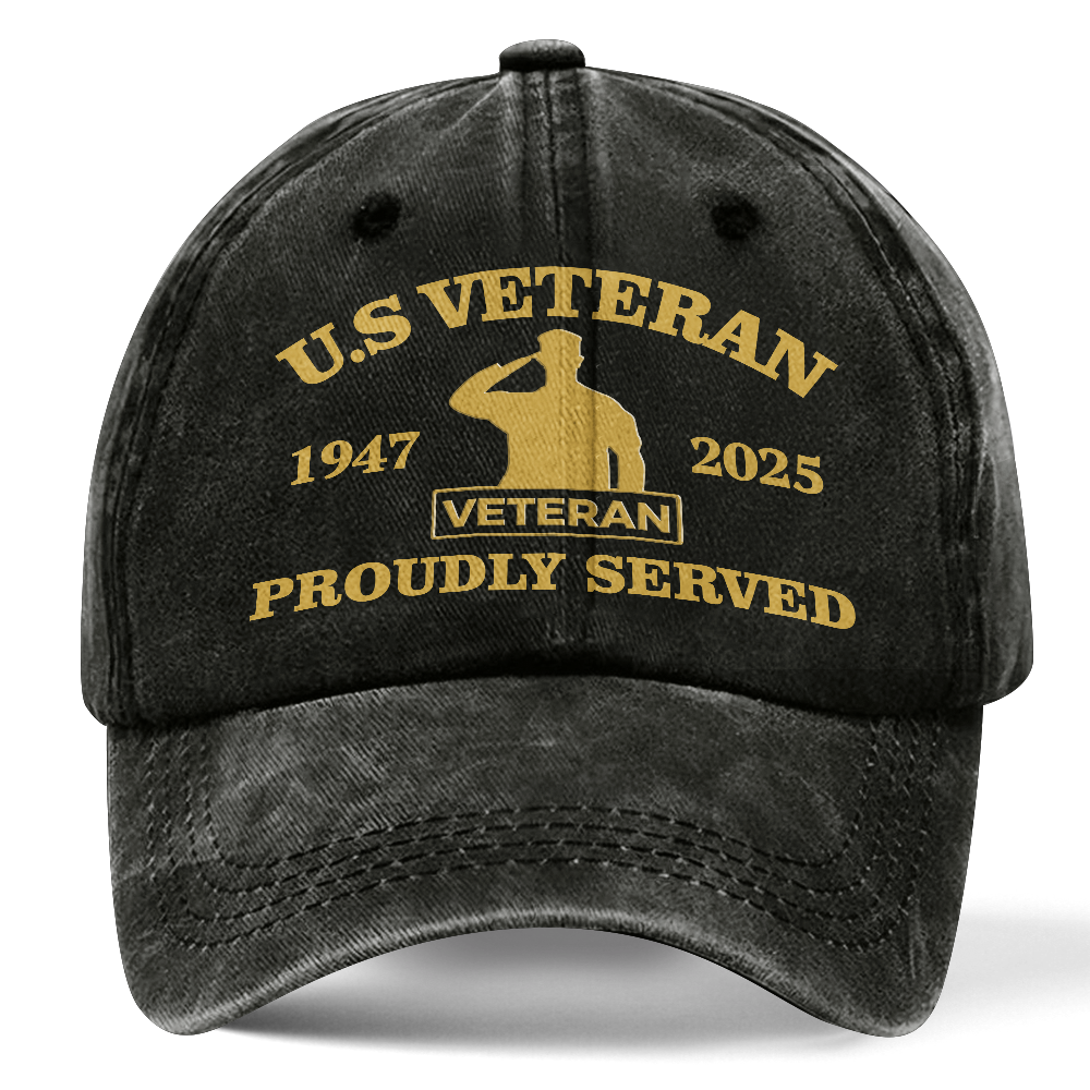 Personalizable Veteran Proudly Served Washed Cap