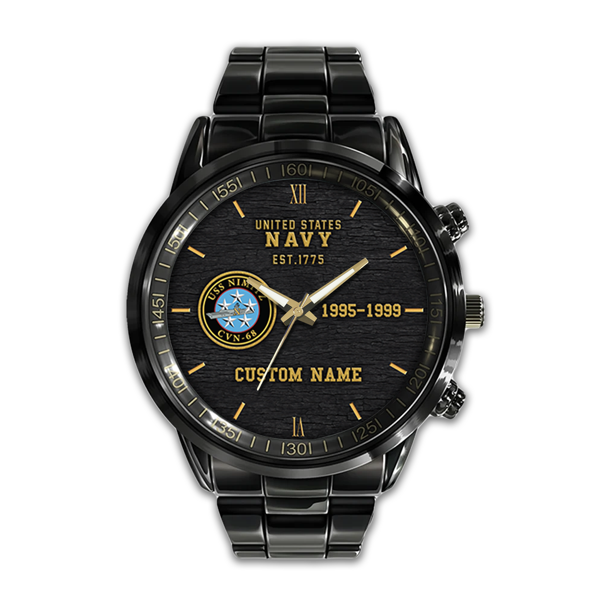 Personalizable Navy Aircraft Carrier Stainless Steel Watch