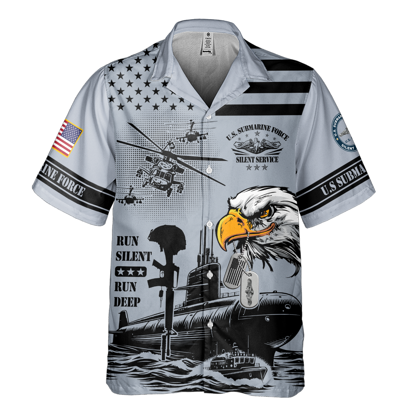 Navy Submarine Run Silent Run Deep Cuban Shirt
