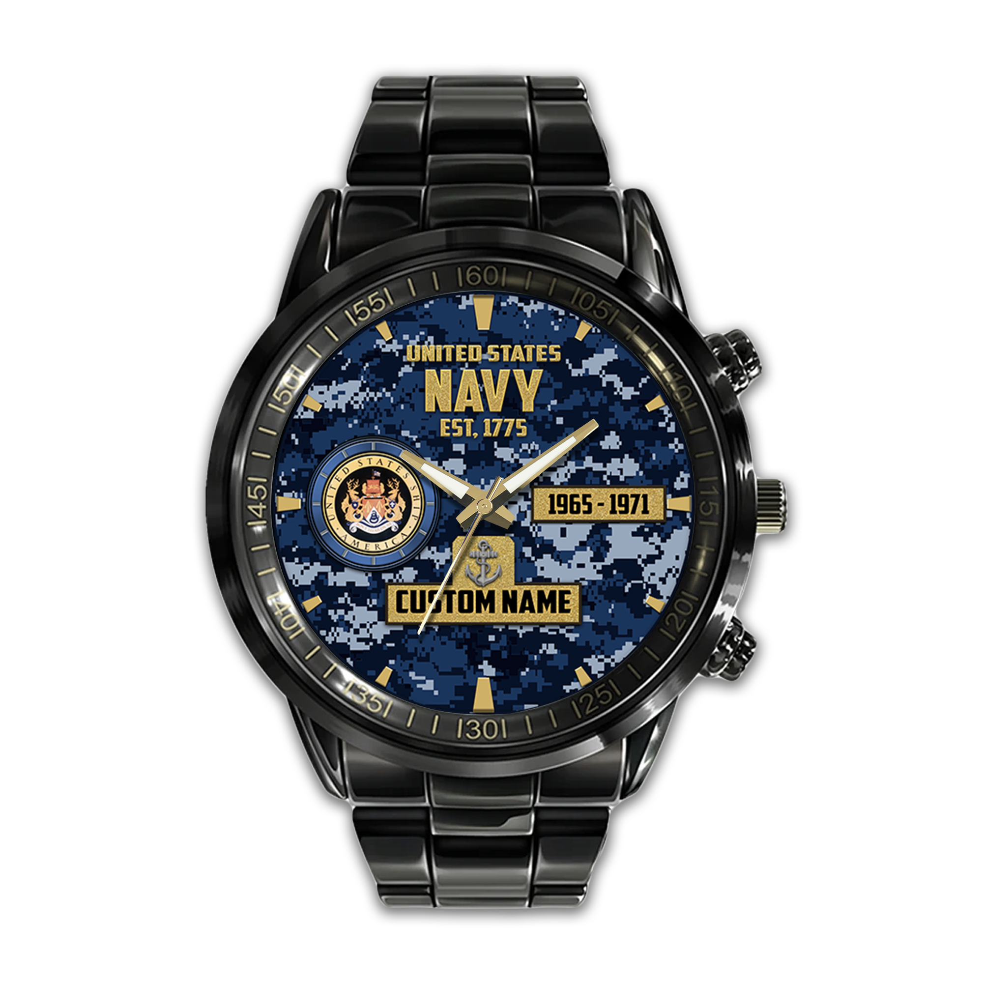 Personalizable Navy Aircraft Carrier Stainless Steel Watch