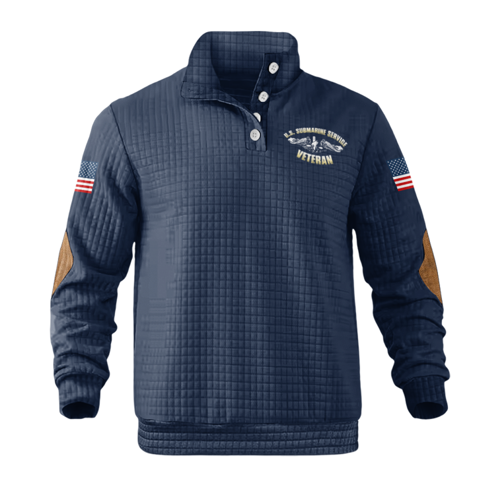 Navy Submarine Waffle Stand Collar Sweatshirt