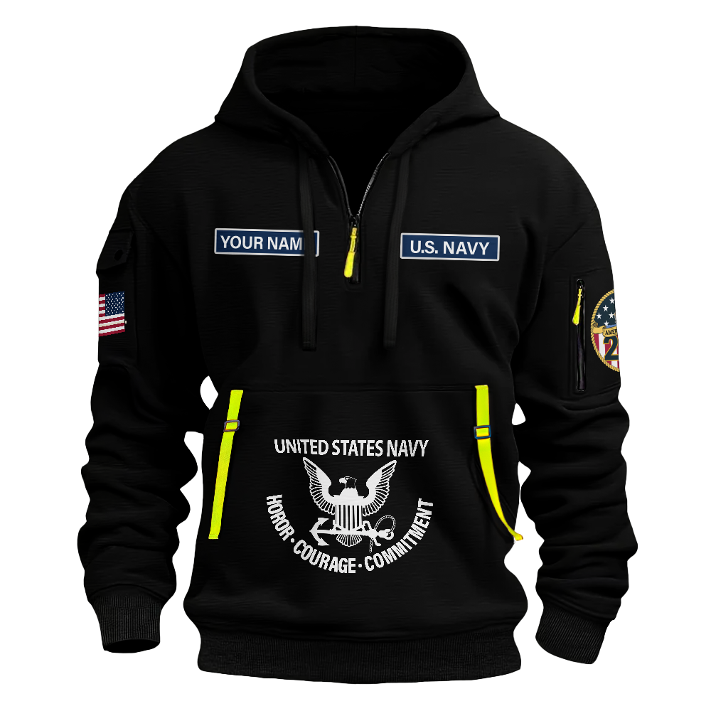 Personalizable Navy 250th Anniversary Quarter Zip Hoodie