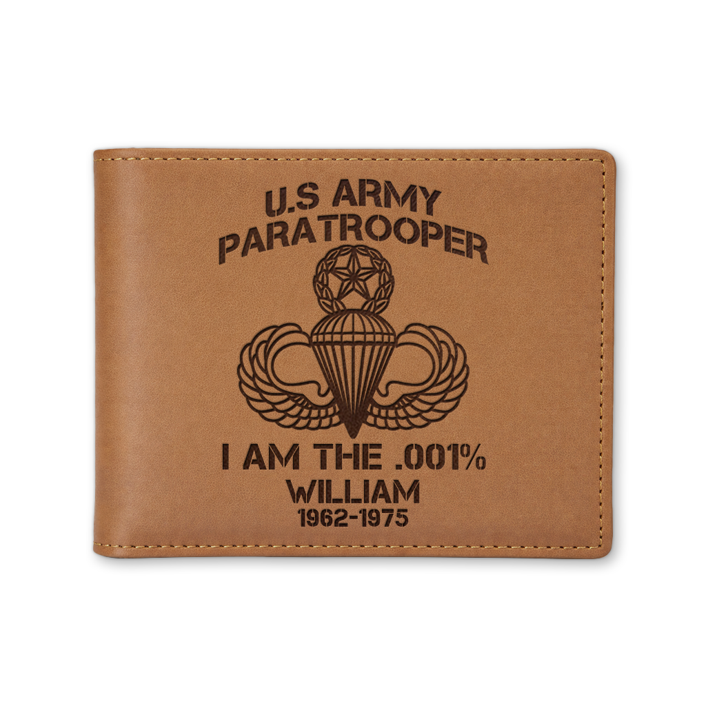 Personalizable Army Paratrooper I'm .001% Genuine Leather Wallet