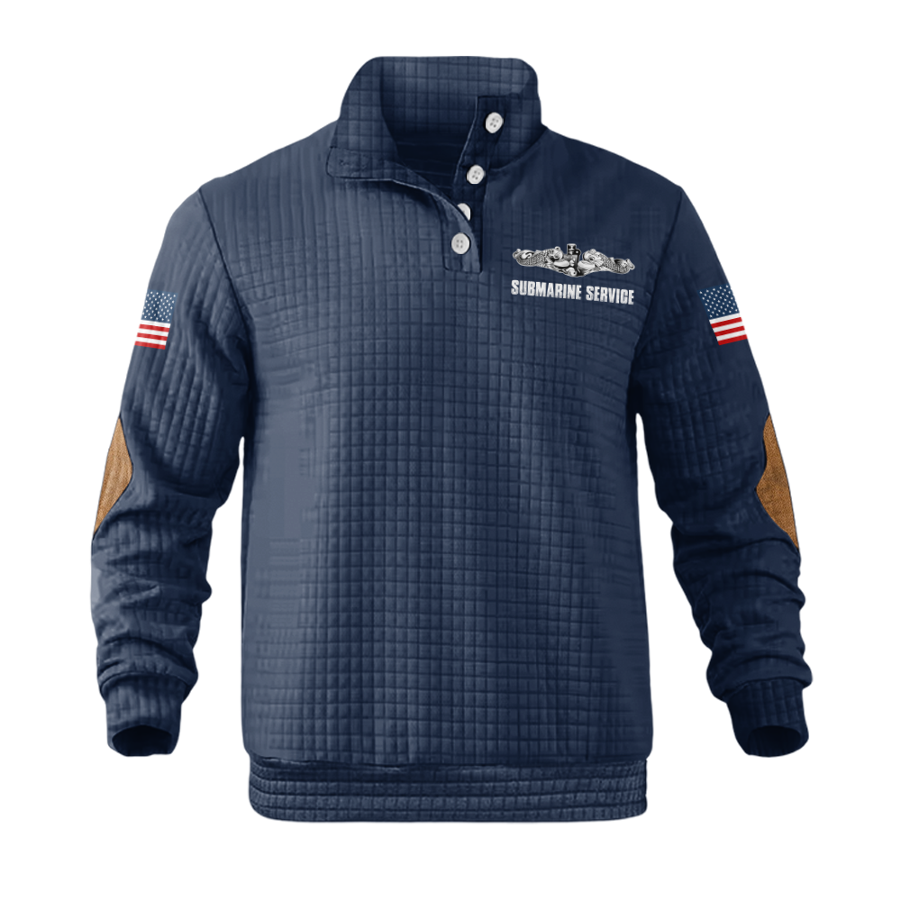 Navy Submarine I Am The .002% Waffle Stand Collar Sweatshirt
