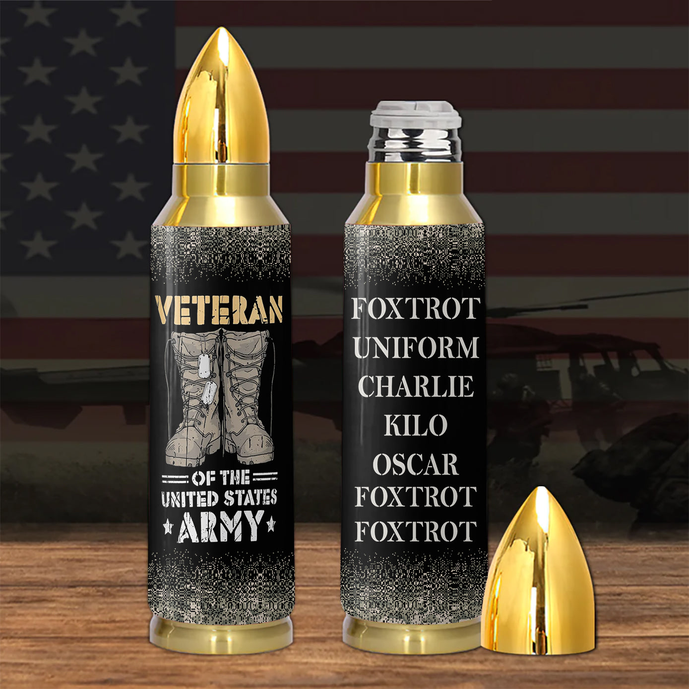 Army Veteran Foxtrot Bullet Tumbler