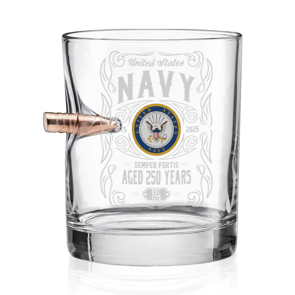 Navy 250th Anniversary Bullet Whiskey Glass