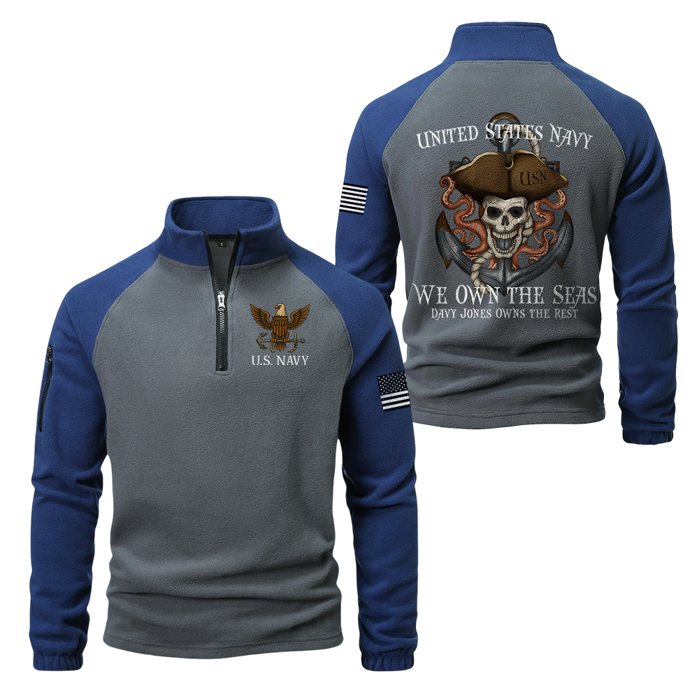 Navy We Own The Seas Half-Zip Raglan Sweatshirt