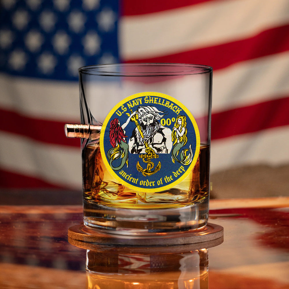 Shellback Ancient Order Of The Deep Bullet Whiskey Glass