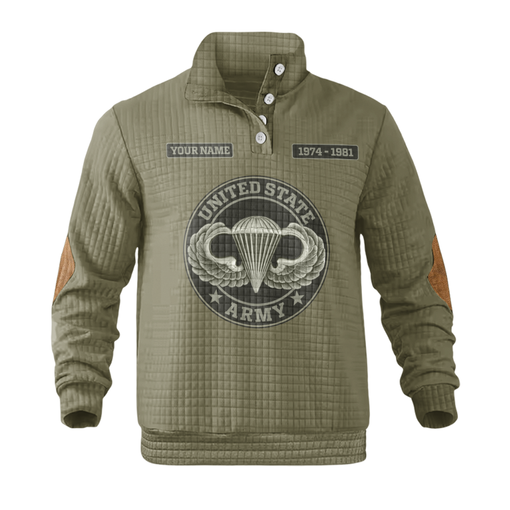 Personalizable Airborne Death From Above Waffle Stand Collar Sweatshirt