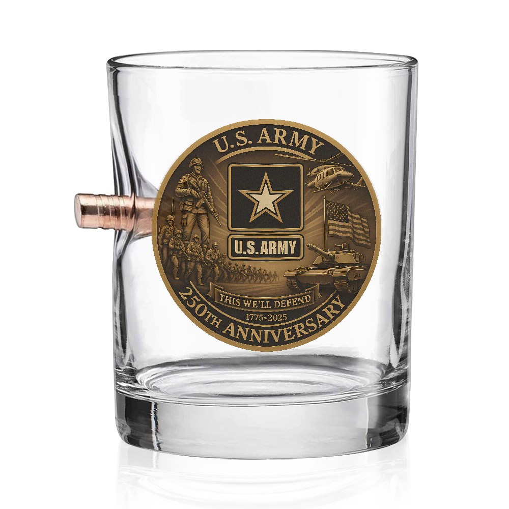 Army 250th Anniversary Bullet Whiskey Glass
