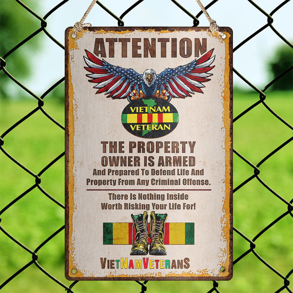 This Property Is Protected By A Vietnam Veteran Metal Sign