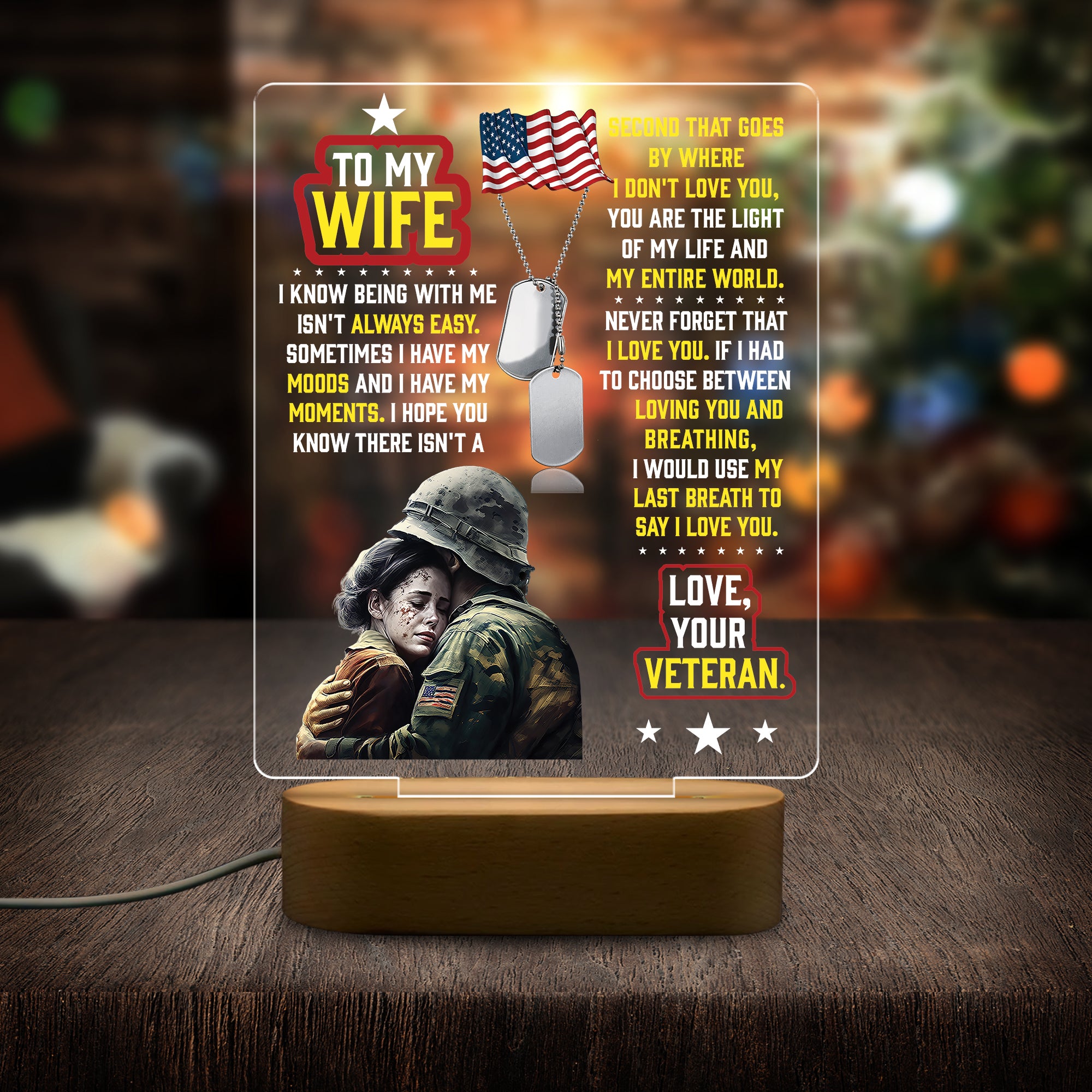 Veteran's Wife To My Wife - 3D LED LAMP