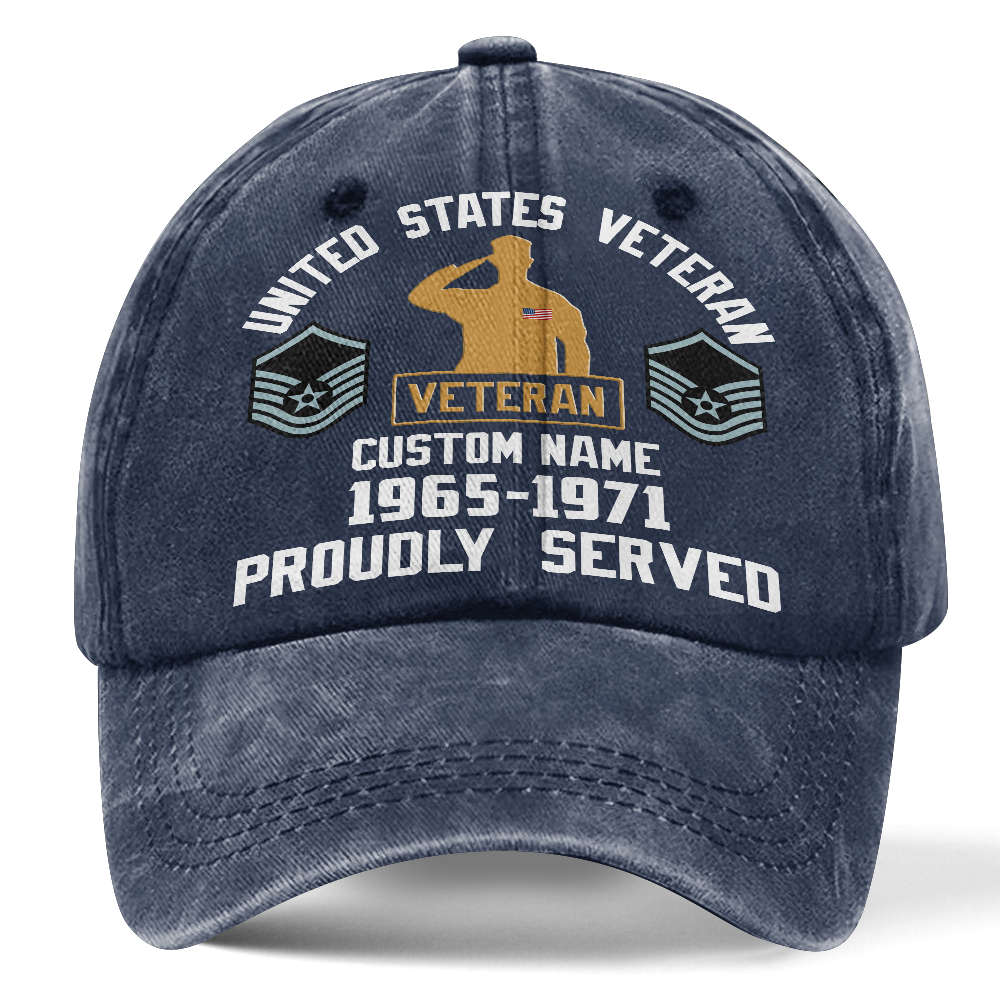 Personalizable Veteran Proudly Served Washed Cap