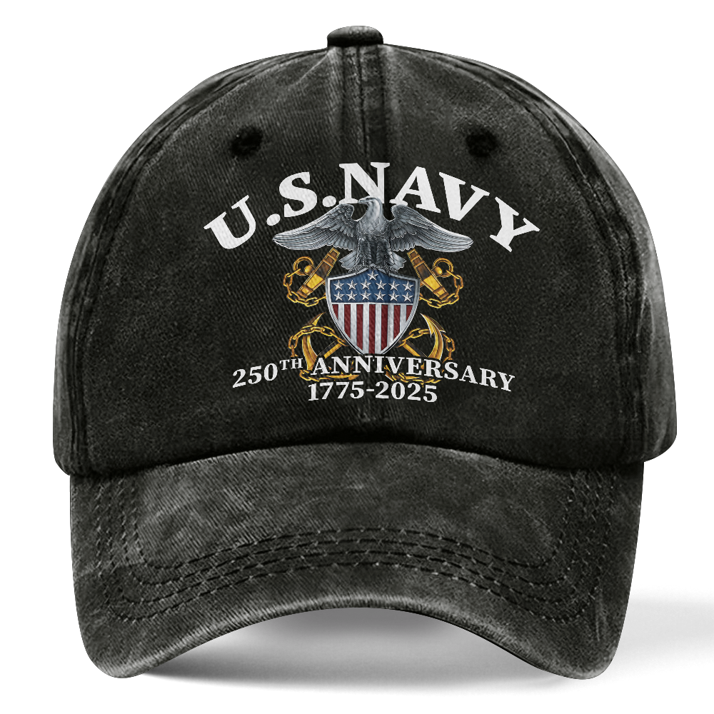 Personalizable Navy 250th Anniversary Washed Cap