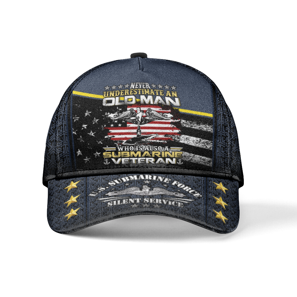 Never Underestimate An Old Man Navy Submarine Classic Cap