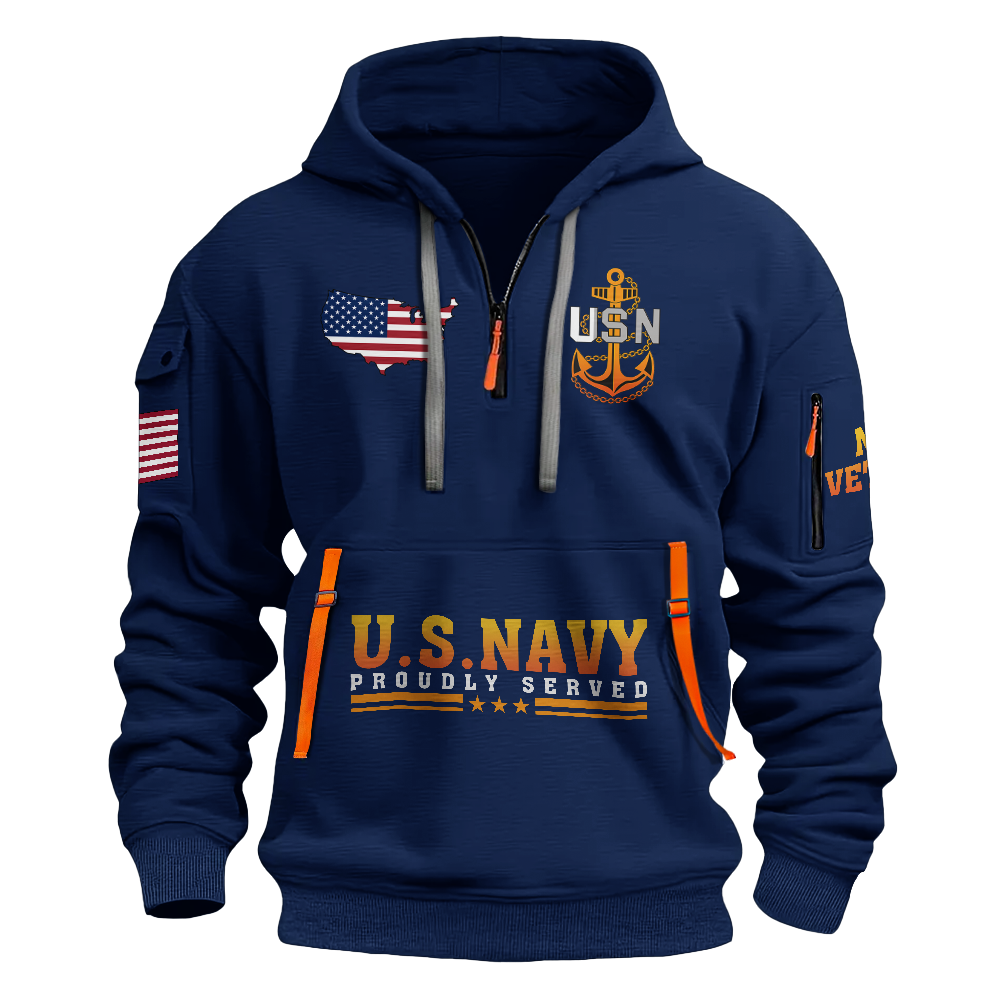 Navy Veteran I Walked The Walk Quarter Zip Hoodie