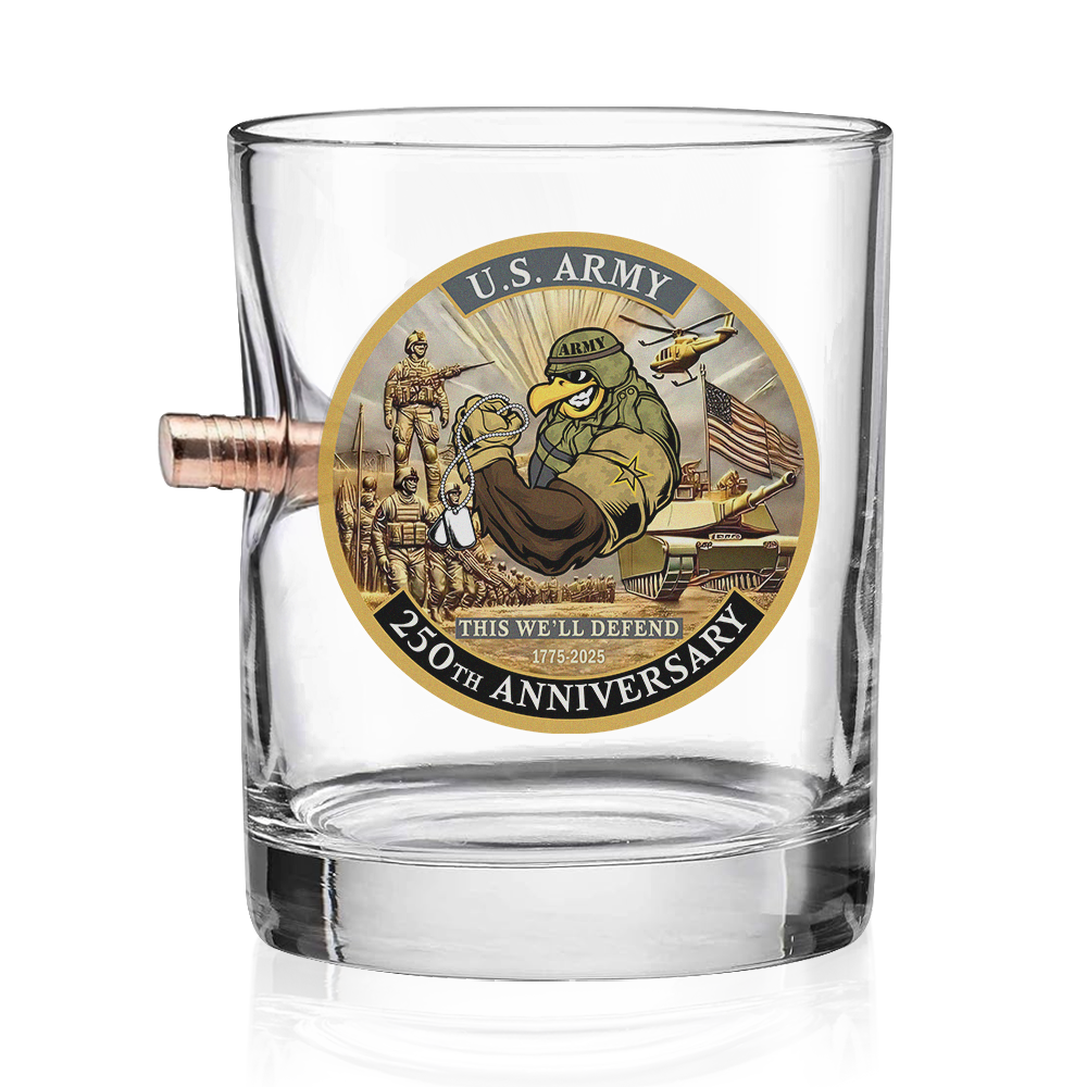 Army 250th Anniversary Bullet Whiskey Glass
